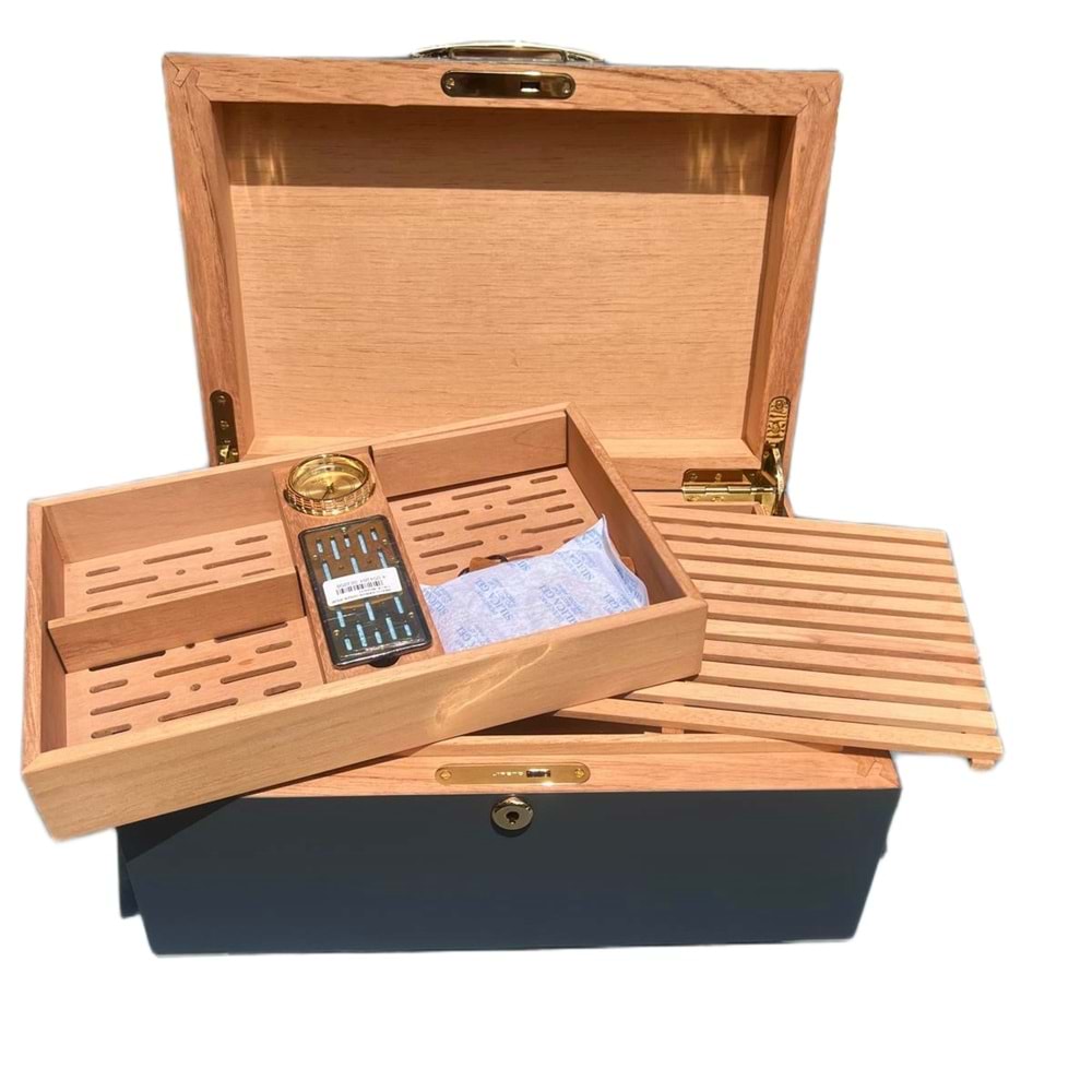 ANGELO HUMİDOR GERÇEK AHŞAP 120 LİK ANTRASİT