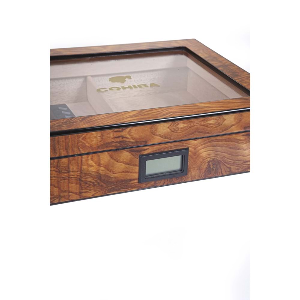 COHIBA HUMIDOR CHUM044 KAHVERENGİ AHŞAP VE CAMLI 50 KAPASİTELİ