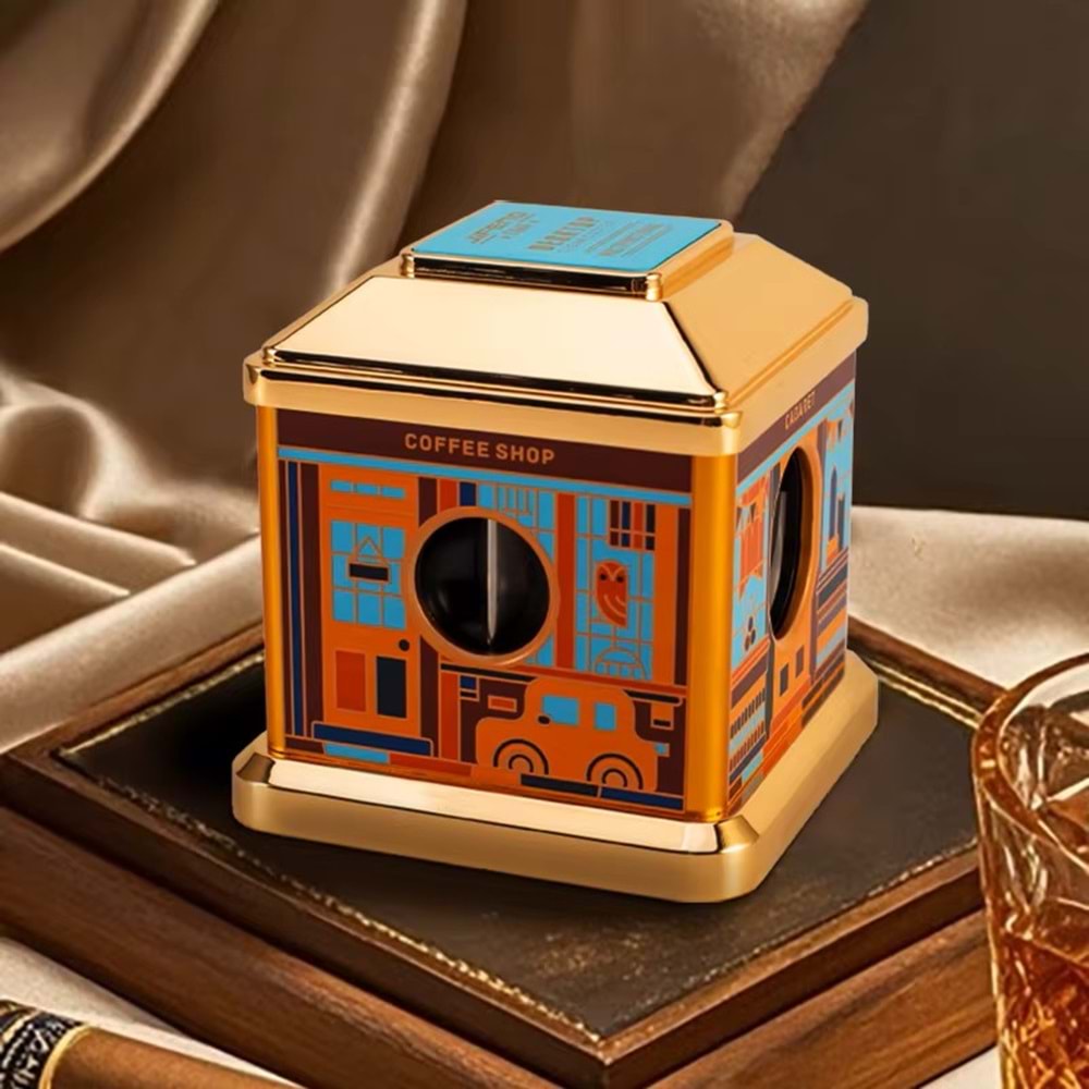 FIREBIRD DESTKOP GOLD-YELLOW MASA TİPİ PURO MAKASI 4 FARKLI KESİCİ BÖLMELİ JF-J73-5 YELLOW MİX