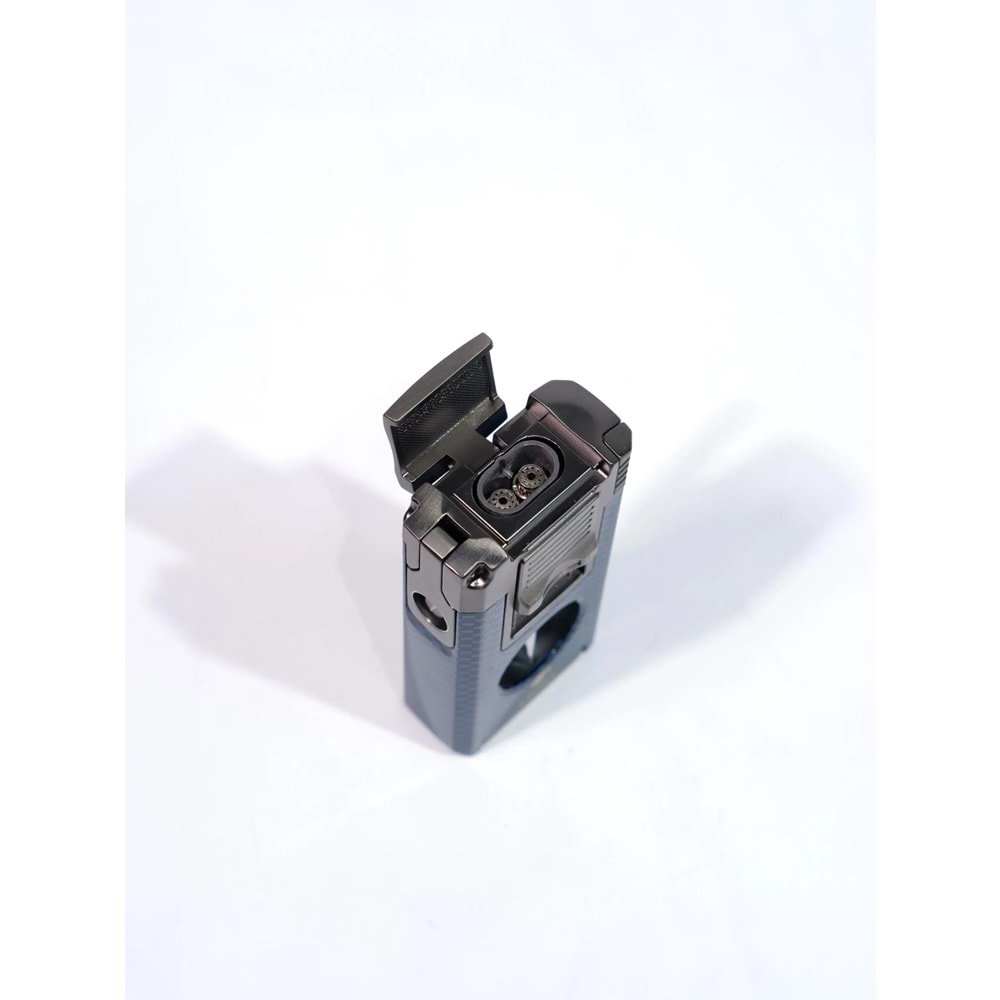 COHIBA ÇAKMAK V- CUTTER VE TOURCLU BLUE-GREY-SİYAH ÇİFT PÜRMÜZLÜ ÇAKMAK CCM0759