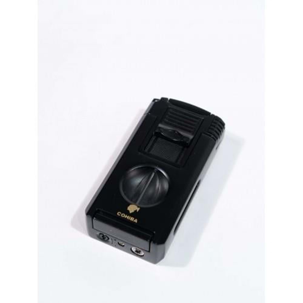 COHIBA ÇAKMAK V- CUTTER VE TOURCLU SİYAH ÇİFT PÜRMÜZLÜ ÇAKMAK CCM0760