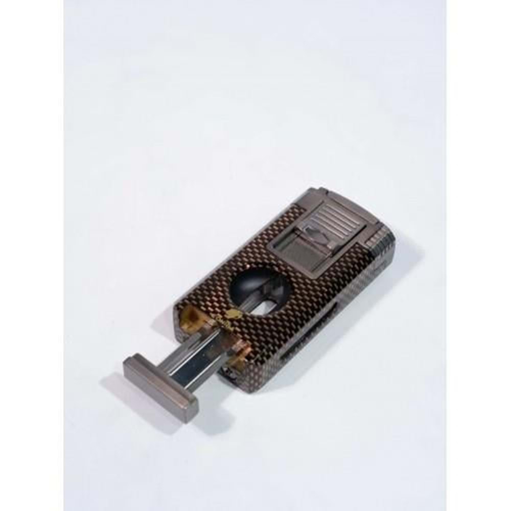 COHIBA ÇAKMAK V- CUTTER VE TOURCLU SİYAH-GREY ÇİFT PÜRMÜZLÜ ÇAKMAK CCM0763