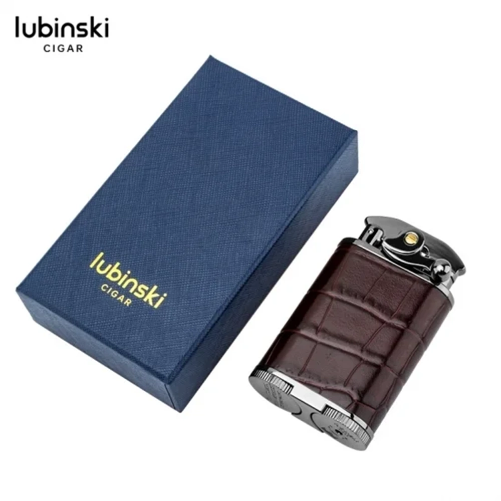 LUBİNSKİ DERİ KAPLAMA DELİCİLİ PURO ÇAKMAĞI BROWN