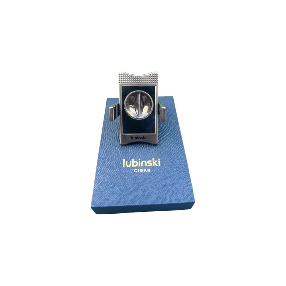 LUBİNSKİ V CUTTER KILIFLI GUN METAL PURO MAKASI YJA-30022-GM