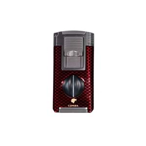 COHIBA ÇAKMAK V- CUTTER VE TOURCLU SİYAH-GREY-KIRMIZI ÇİFT PÜRMÜZLÜ ÇAKMAK CCM0761