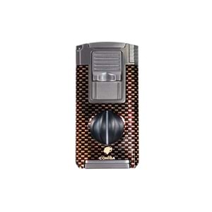 COHIBA ÇAKMAK V- CUTTER VE TOURCLU SİYAH-GREY ÇİFT PÜRMÜZLÜ ÇAKMAK CCM0763