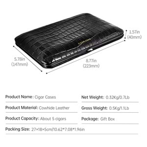 CİGARLONG DERİ SEYAHAT HUMİDOR CROCO 10s BLACK