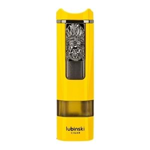 LUBİNSKİ LİON SEHPALI DELİCİLİ TEK TORCH PURO ÇAKMAĞI YELLOW
