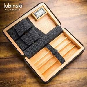 LUBİNSKİ DERİ-SİLİKON SEYAHAT HUMİDOR BLACK YJA-50016-BK