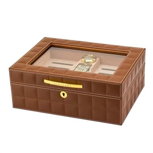 LUBİNSKİ CAMLI DERİ BROWN HUMİDOR YJA-60011-BN